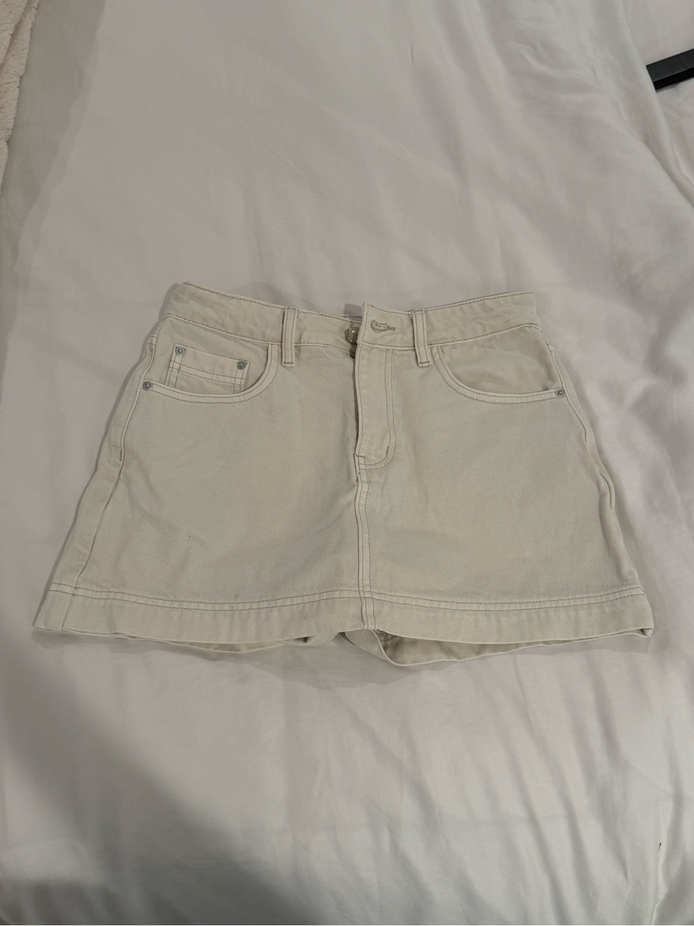 Princess Polly Cream Denim Skort